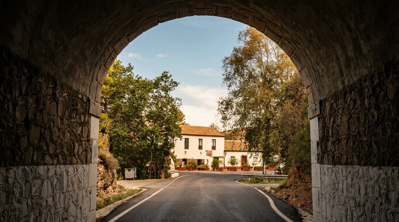 Llegada a Venta El Túnel a través del histórico túnel de la MA-3101